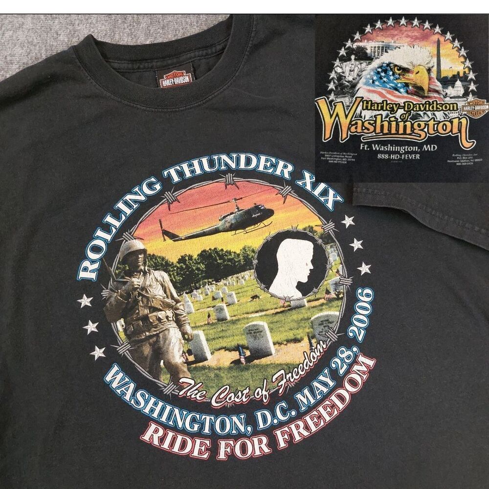 Harley Davidson Rolling Thunder XIX Beefy T Shirt Mens 2XL 2006 Washington D.C.